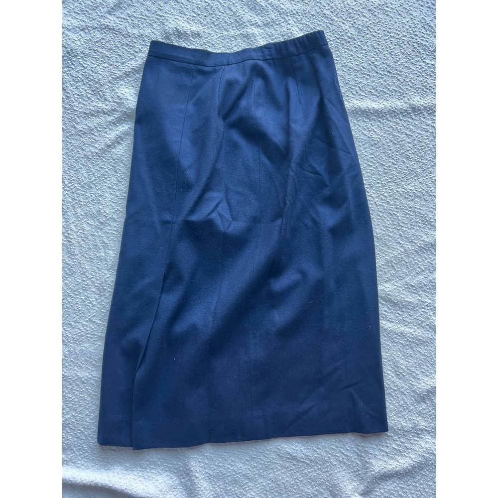 Pendleton Navy Blue Wool Midi Skirt Vintage Made in USA Straight Slit Size 12